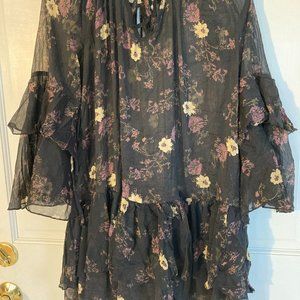 Free People sheer floral blouse